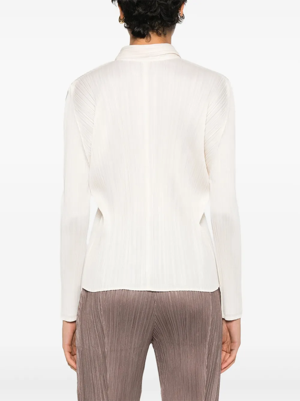 Pleats Please Issey Miyake Geplooid blouse met knopen Wit