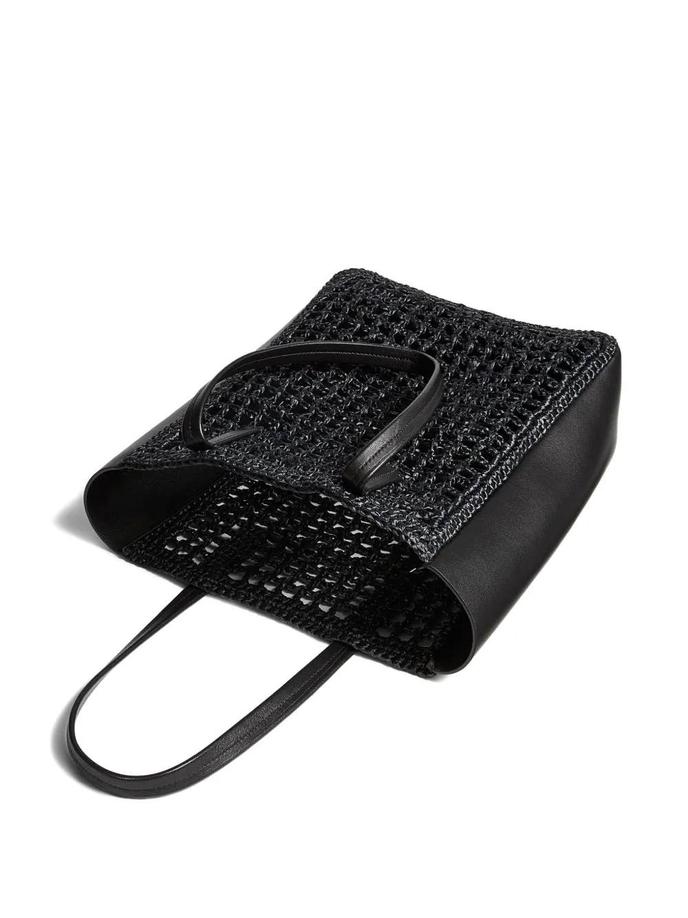 Khaite Small Zoe Woven-panel Tote Bag In Black