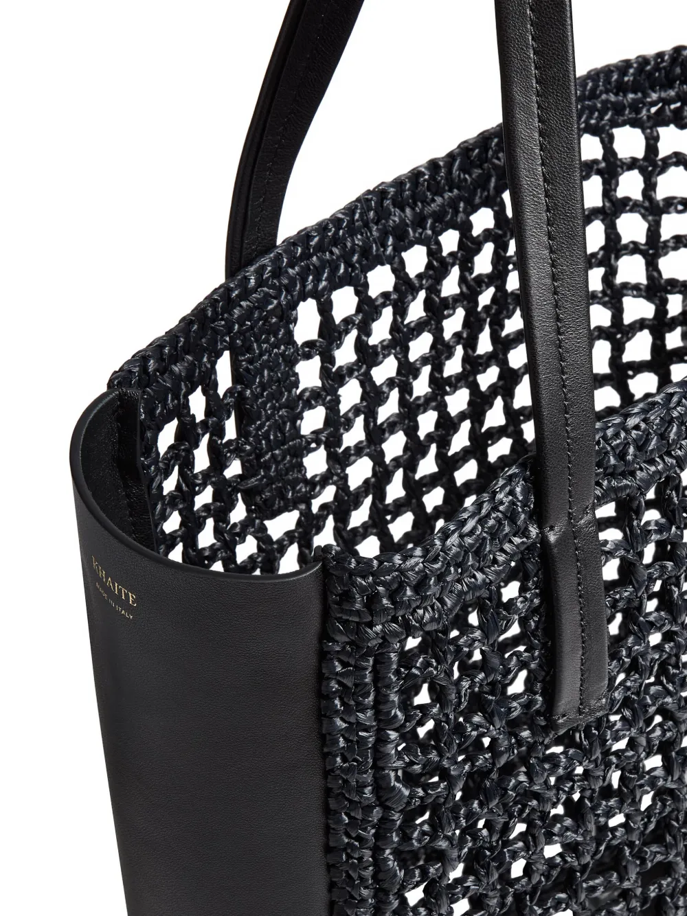 Khaite Small Zoe Woven-panel Tote Bag In Black