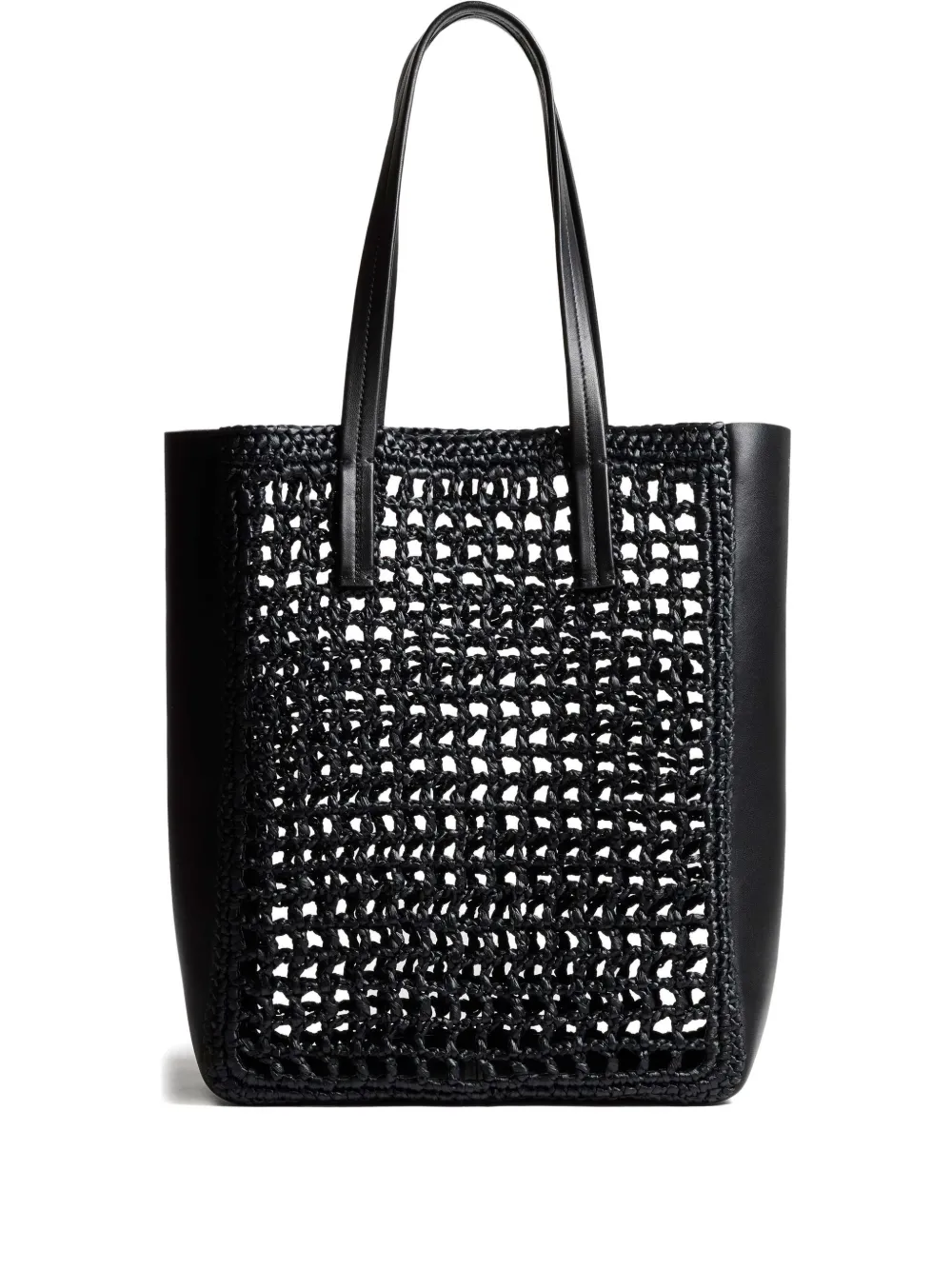 Khaite Small Zoe Woven-panel Tote Bag In Black