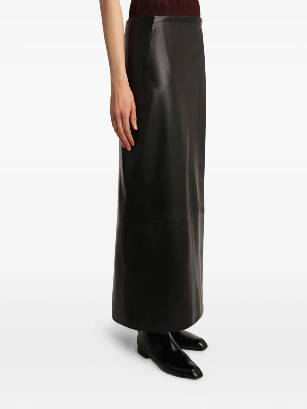 Khaite Quinn Wrap-effect Leather Maxi Skirt In Black