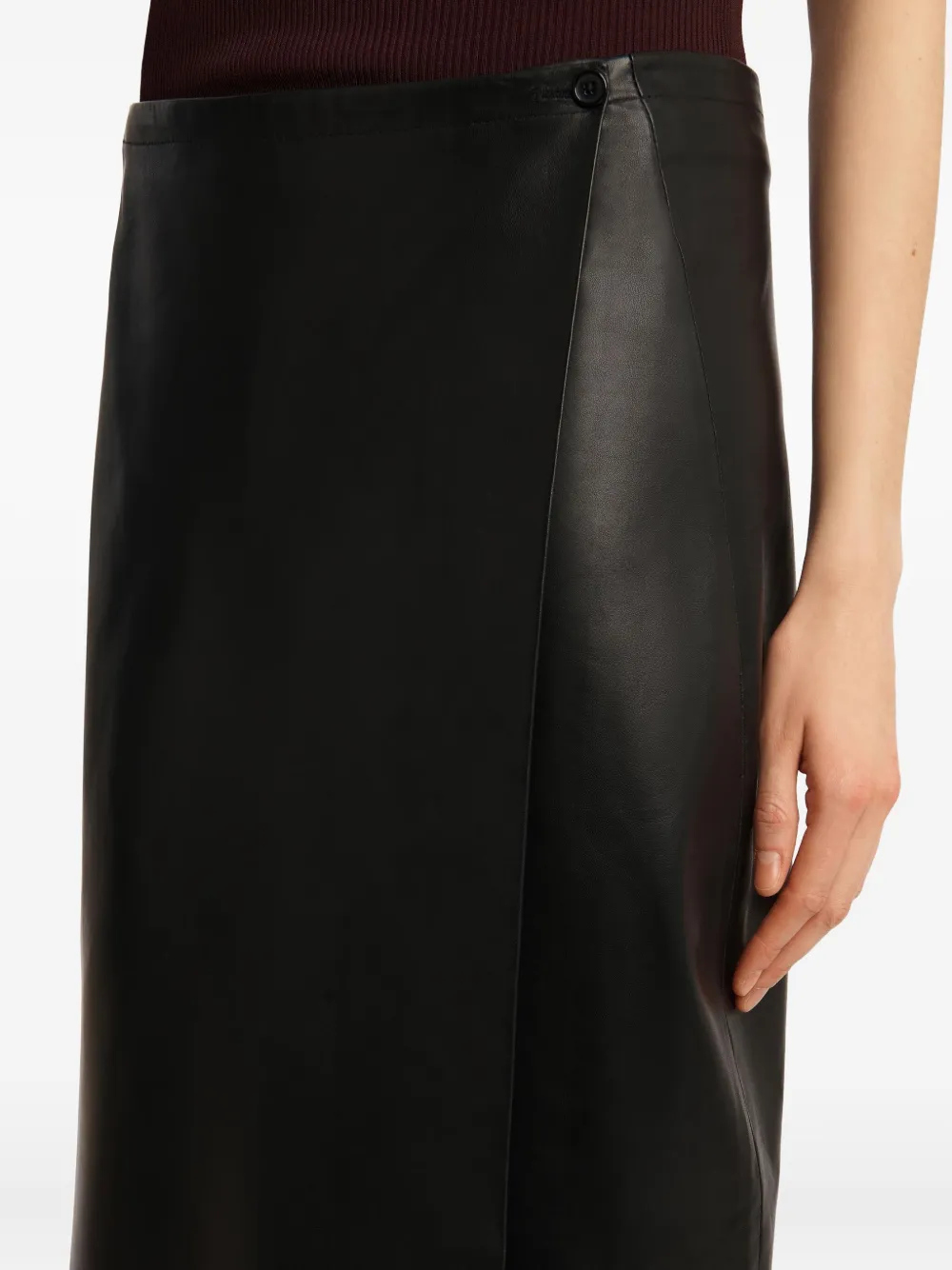 Khaite Quinn Wrap-effect Leather Maxi Skirt In Black