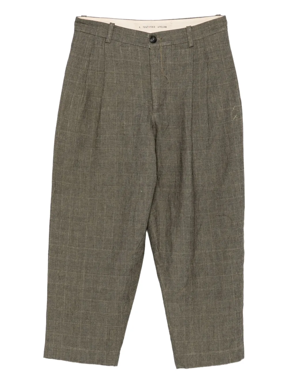 A Tentative Atelier plaid pleated trousers | Green | Image 1
