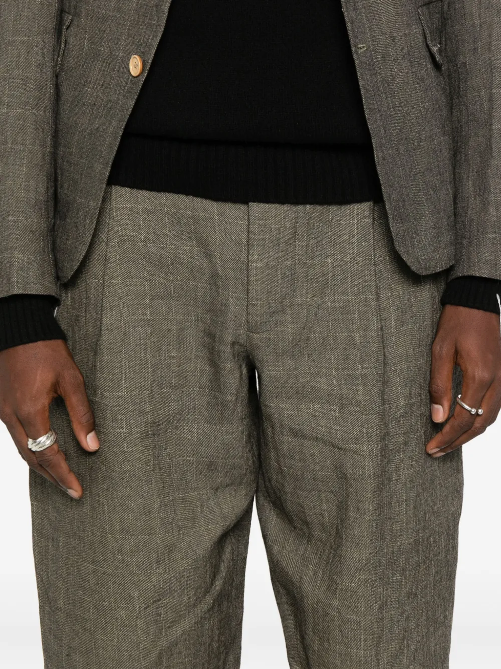 A Tentative Atelier Geruite plooibroek Groen