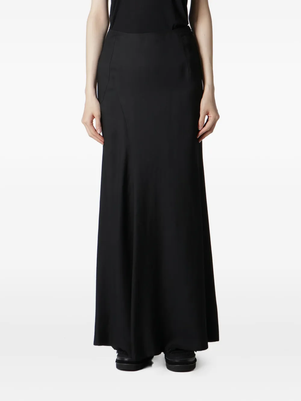 Yohji Yamamoto Maxi-rok met diagonale afwerking Zwart