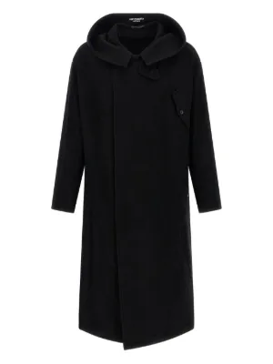 Yohji Yamamoto フーデッド ベルテッドコート | ブラック | FARFETCH JP