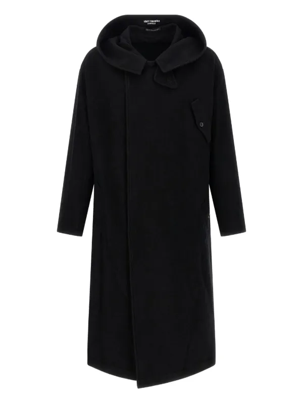 ジャケット・アウター Yohji Yamamoto WOOL JERSEY HOODED COAT Yohji Yamamoto Belted Hooded Wool Trench Coat | Black | FARFETCH