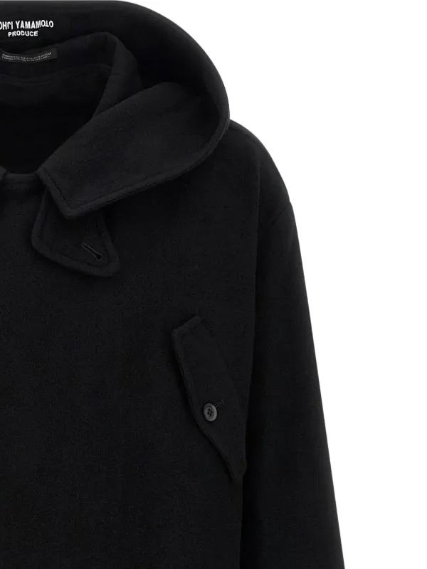 Yohji Yamamoto Hooded Snap Coat | Black | FARFETCH RO
