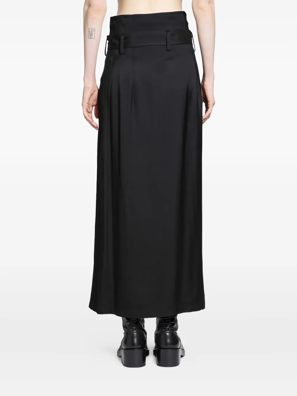 Yohji Yamamoto Button Belted Long Skirt In Black