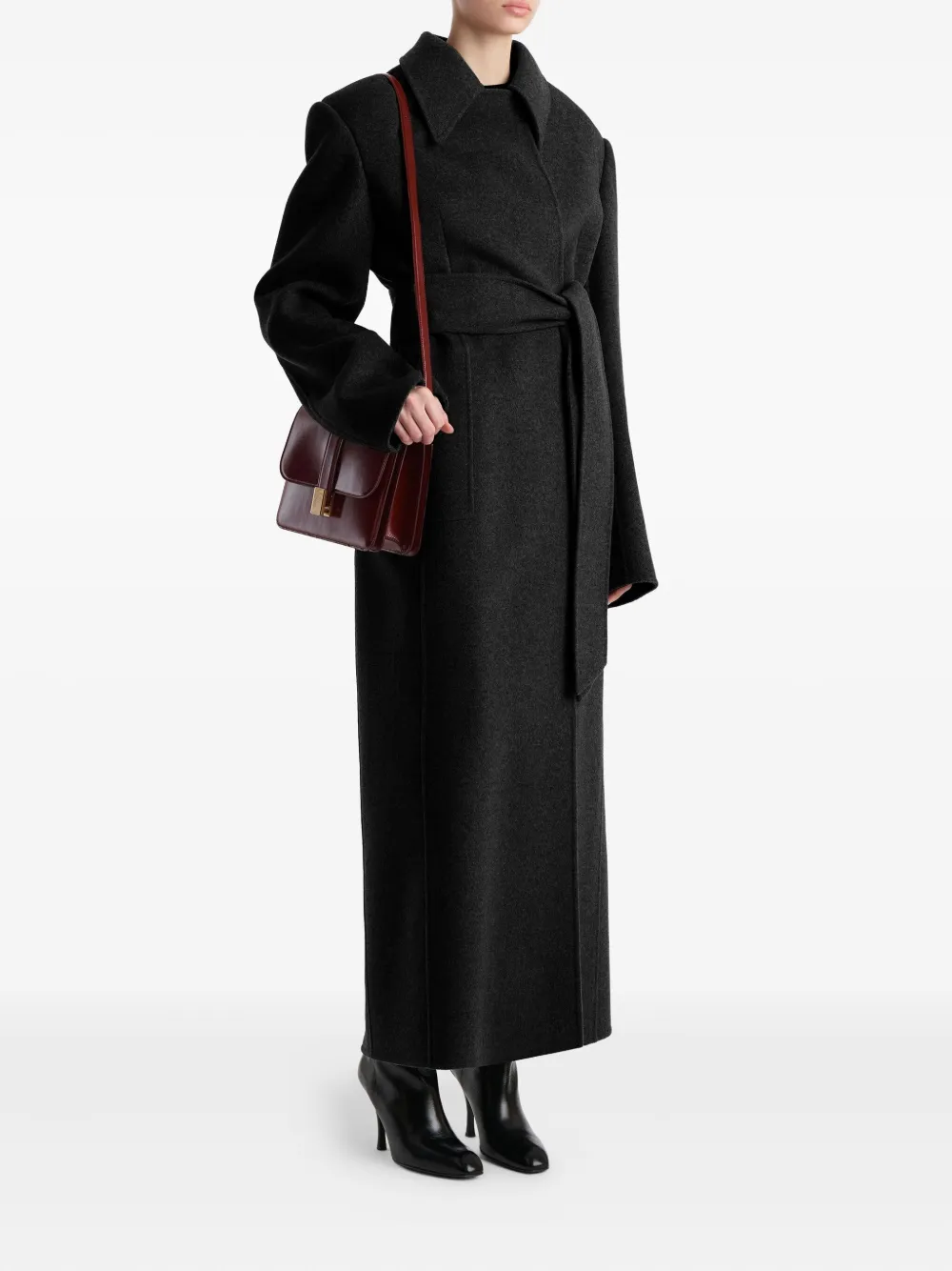 Khaite Belted Collared Coat In Black