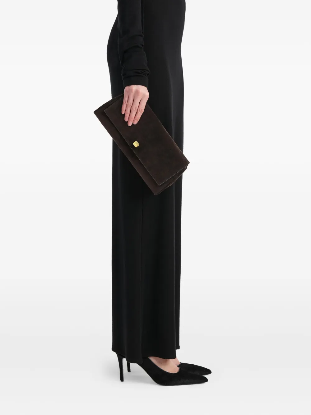 Khaite Audrey Suede Clutch Bag In Brown