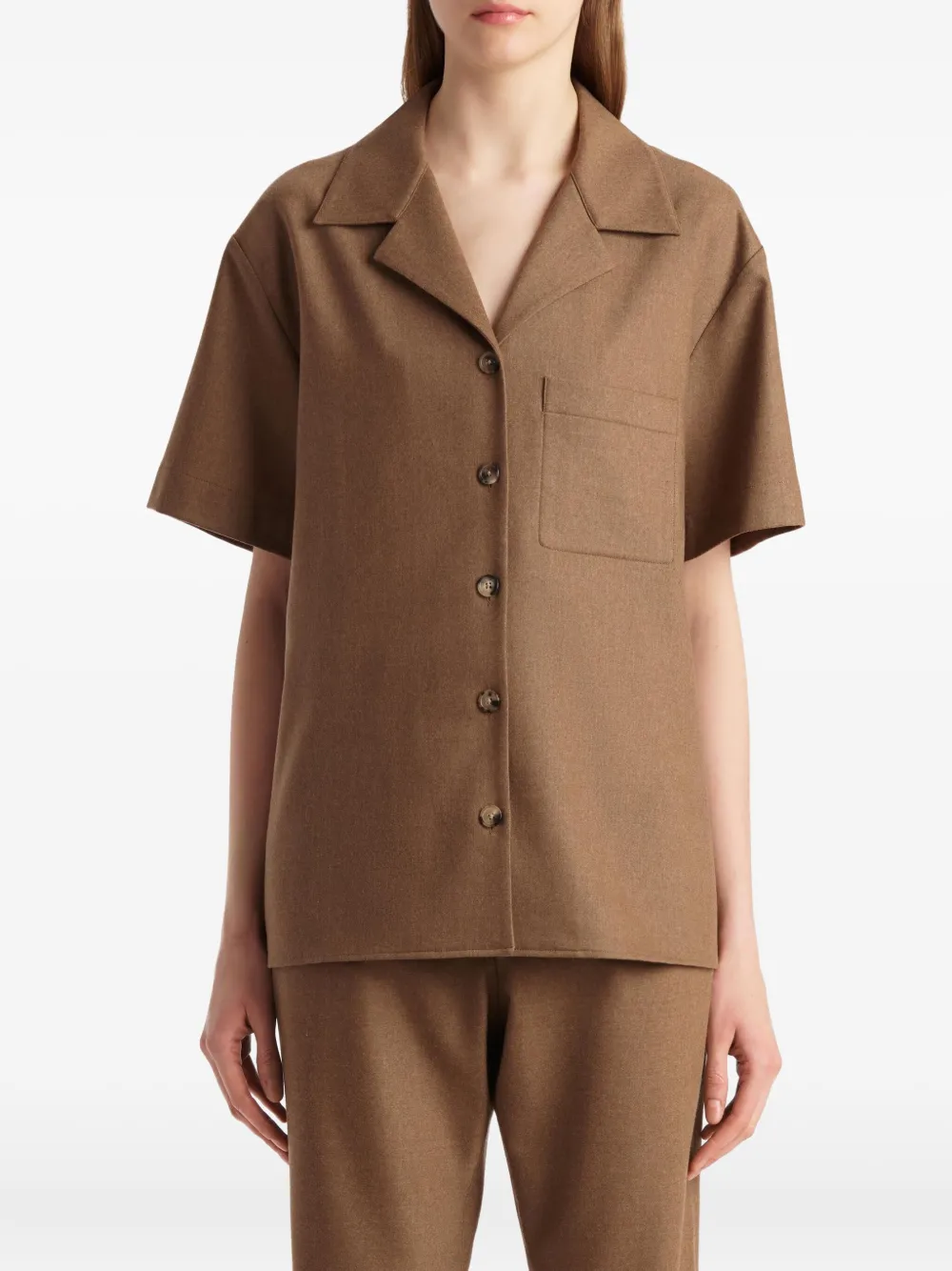 Khaite Short-sleeve Pocket Shirt In Brown