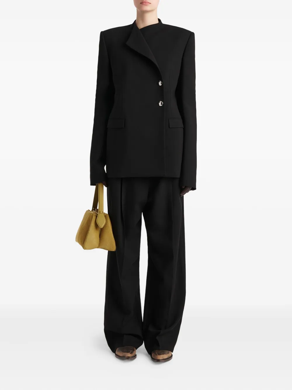 Khaite Belt-loops Pleated Trousers In Black
