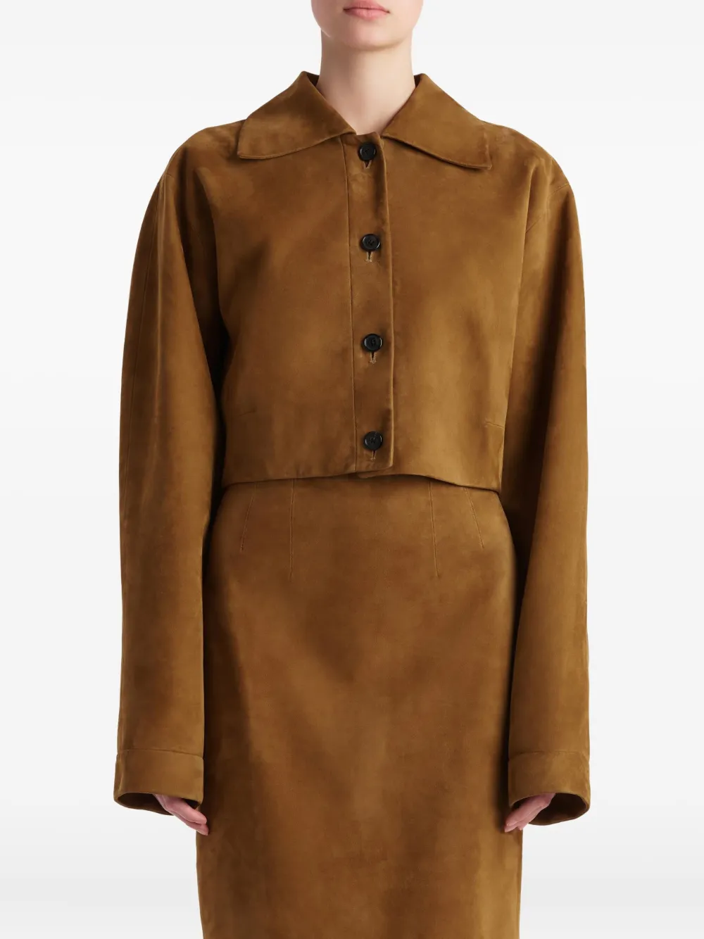 KHAITE Sue suède cropped jack Bruin