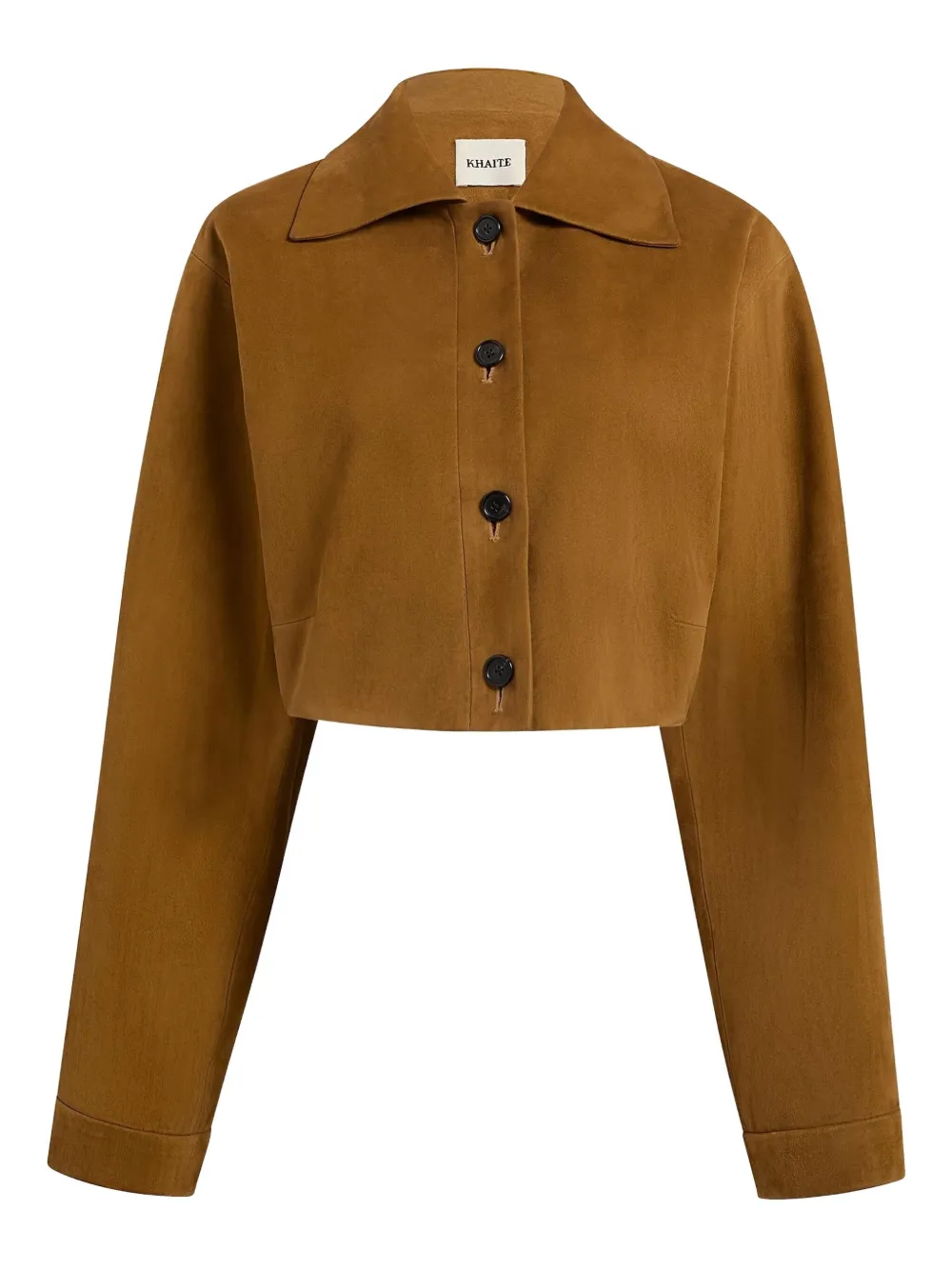 KHAITE Sue suede cropped jacket | Brown | Image 1