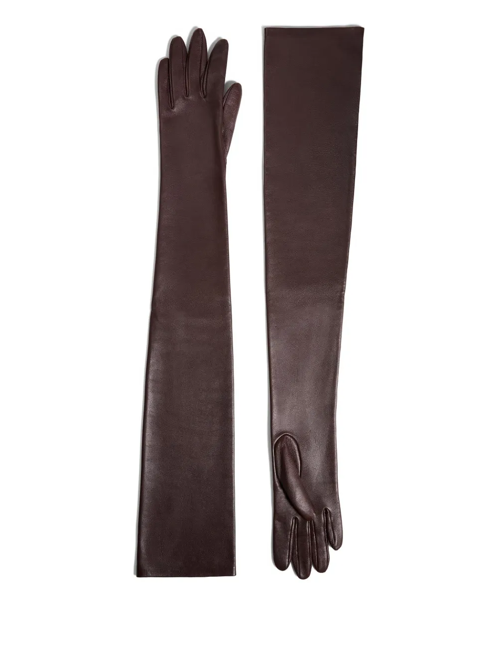 Khaite Leather Long Gloves In Brown