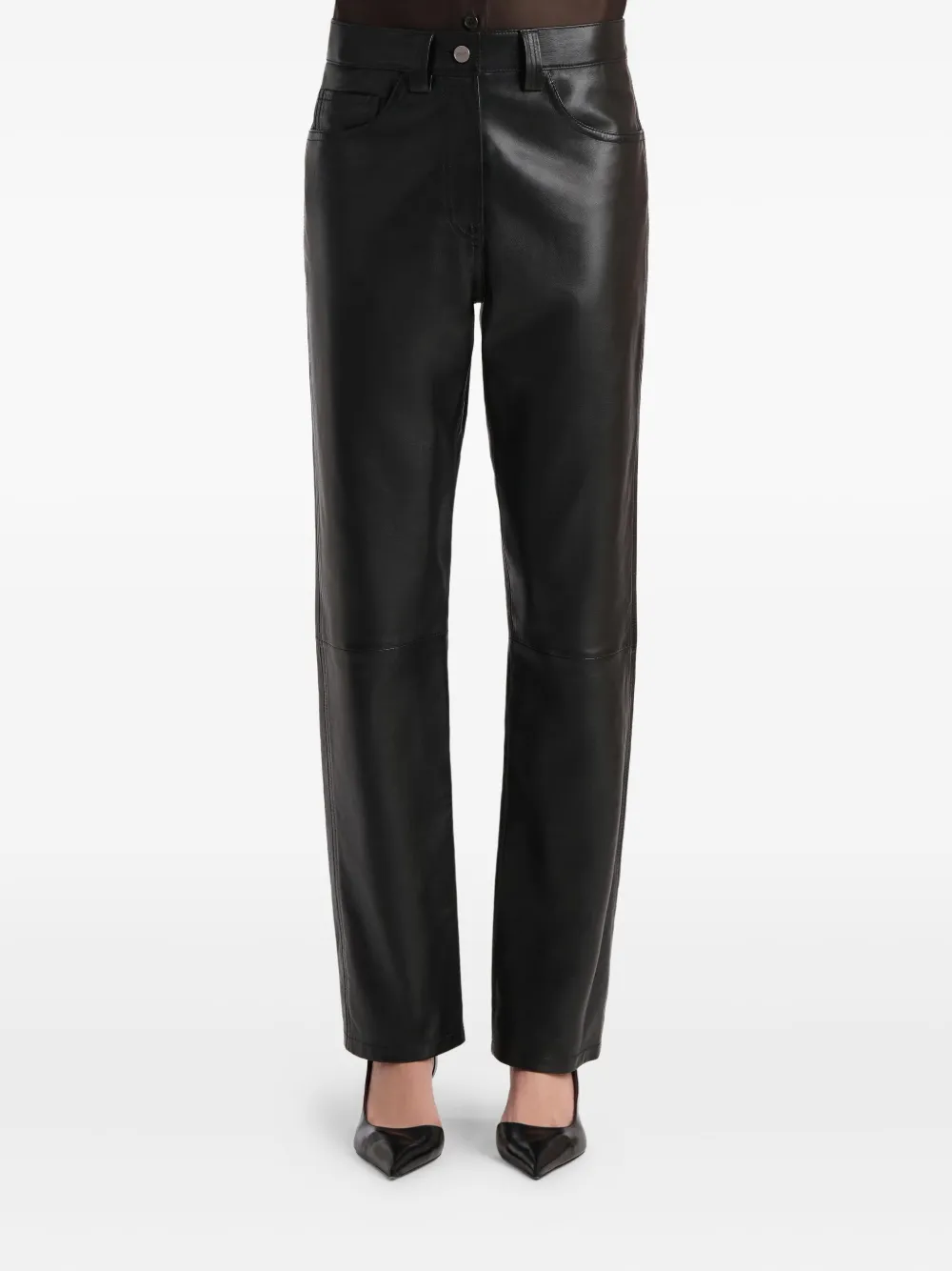 KHAITE Leren broek Zwart