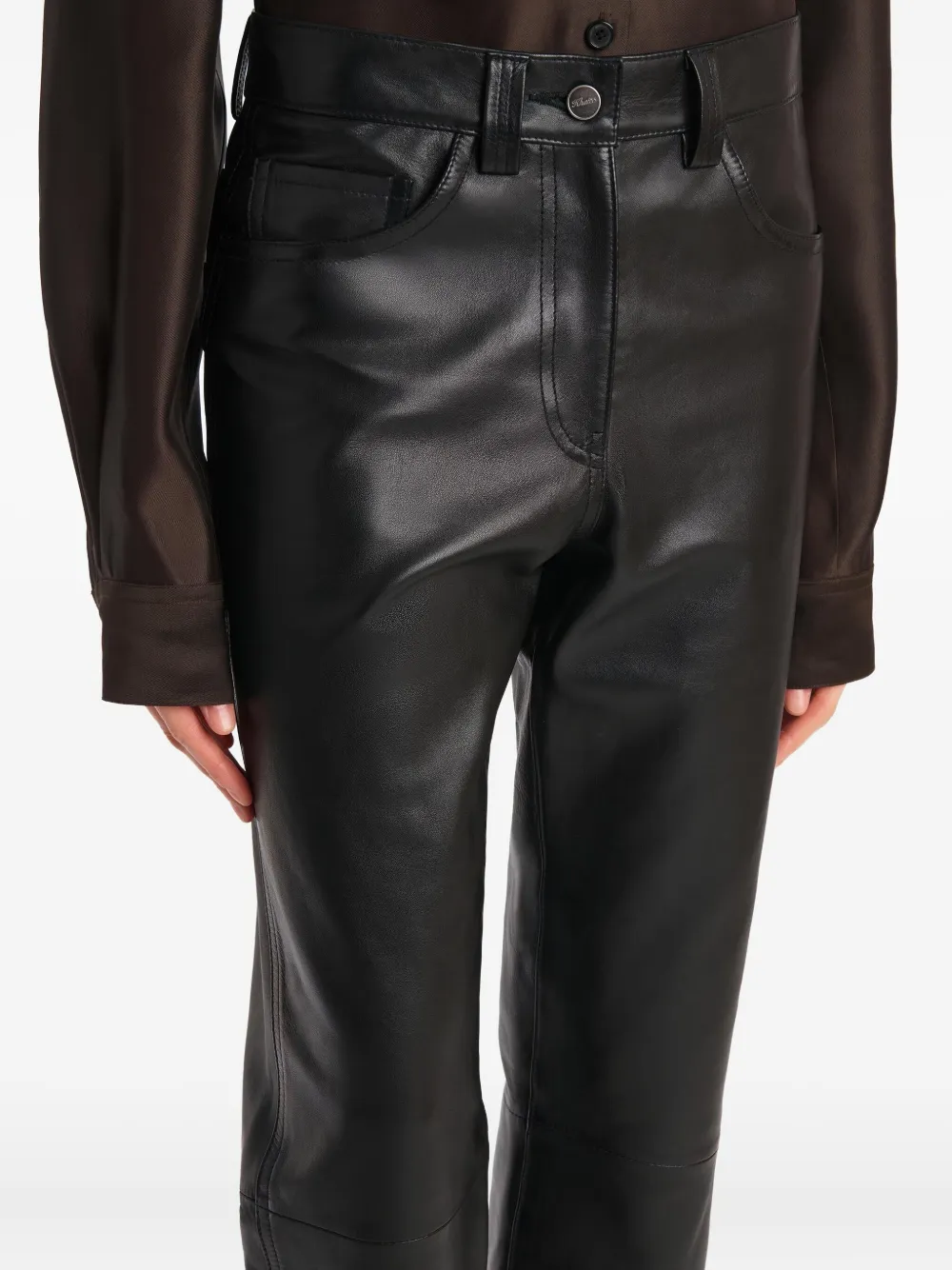 KHAITE Leren broek Zwart