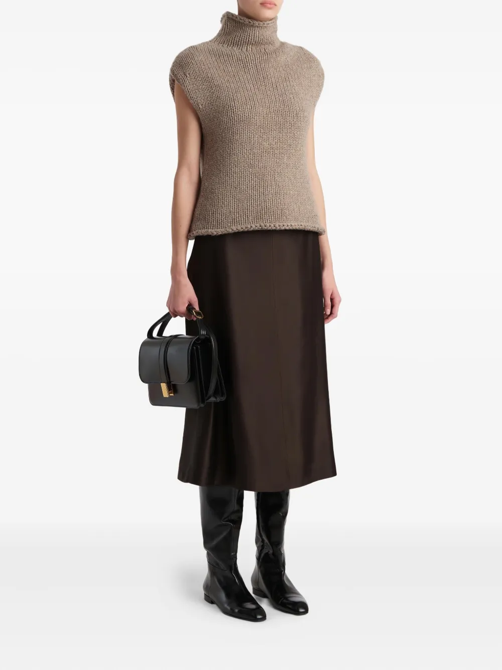 Khaite Nania A-line Skirt In Brown