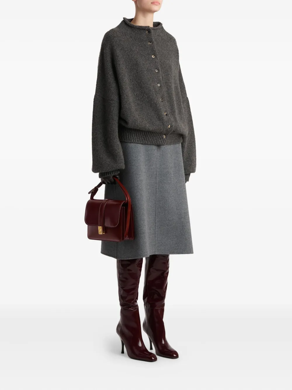 Khaite Wool A-line Skirt In Gray
