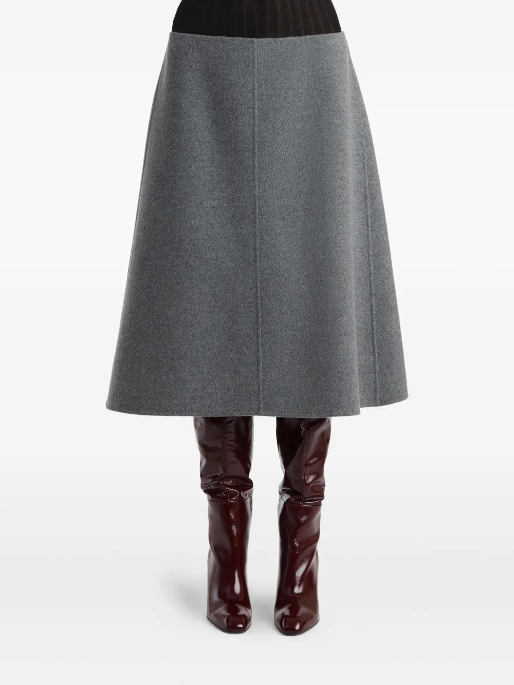 Khaite Wool A-line Skirt In Gray