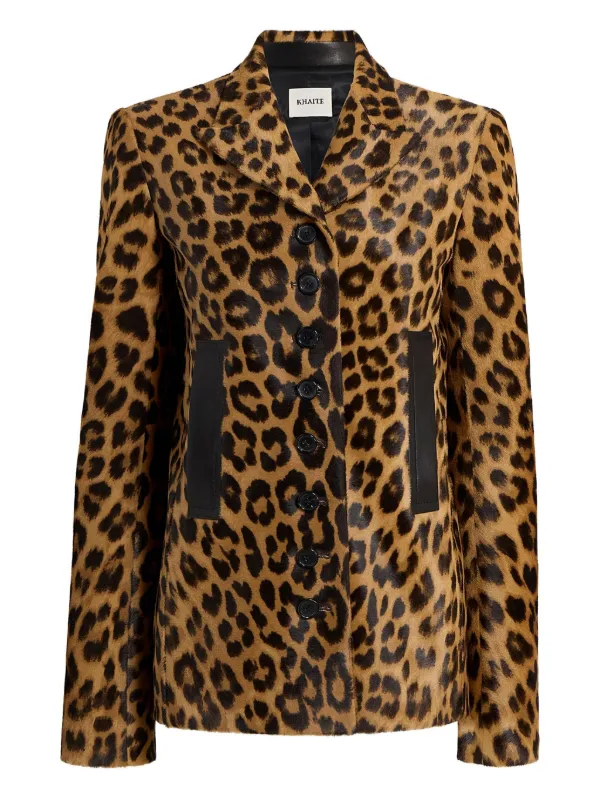 Khaite Button Leopard Jacket in Brown