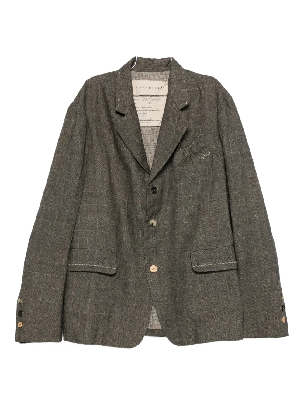 A Tentative Atelier Single-breasted Blazer In Gray