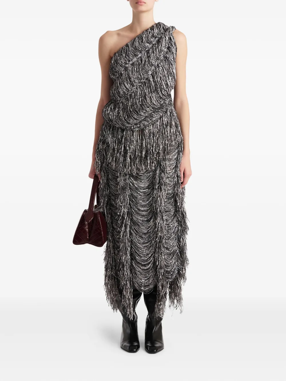 KHAITE Asymmetrische rok met franje - Zwart