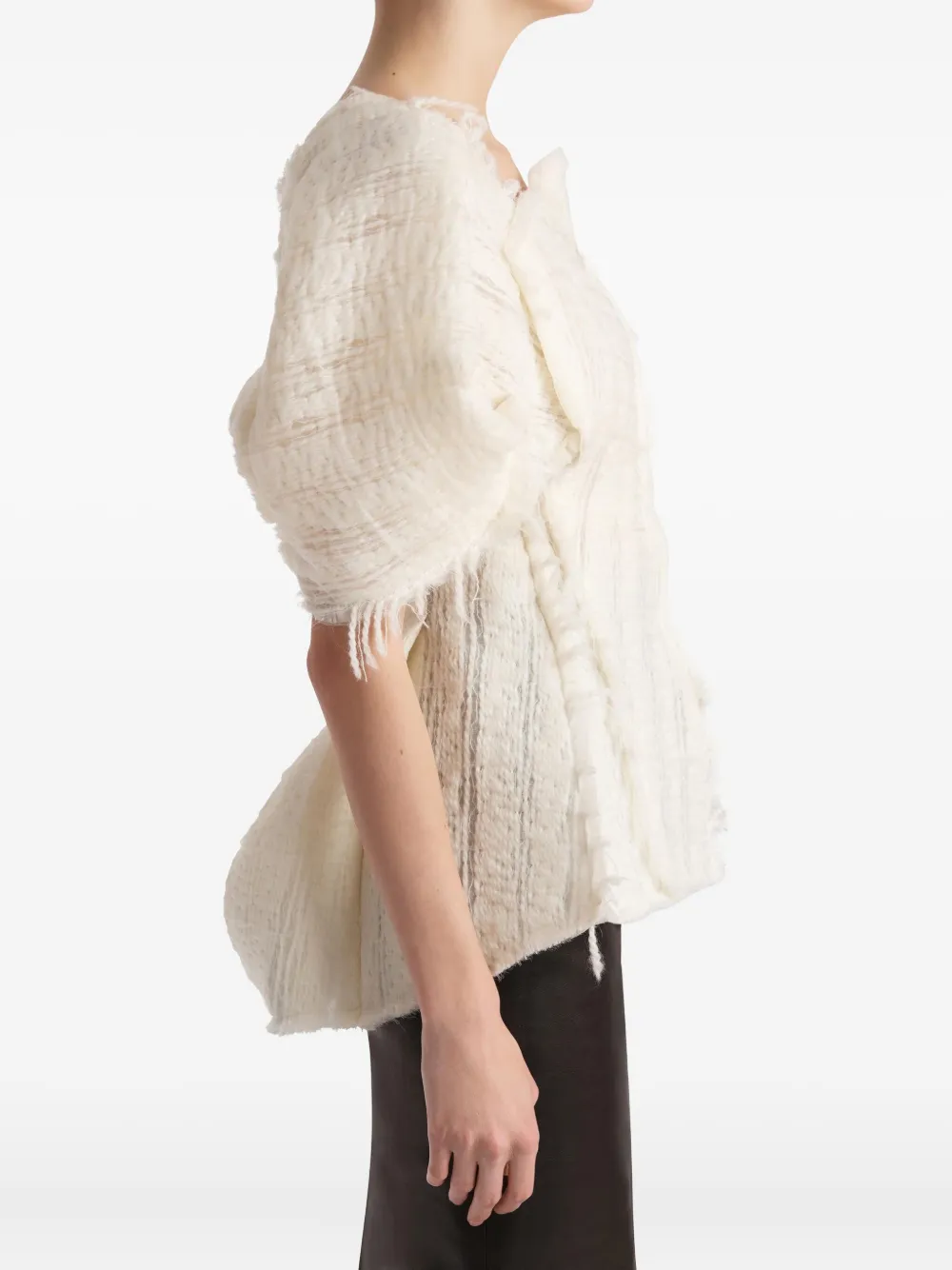 KHAITE Quan top met franje mouwen Beige