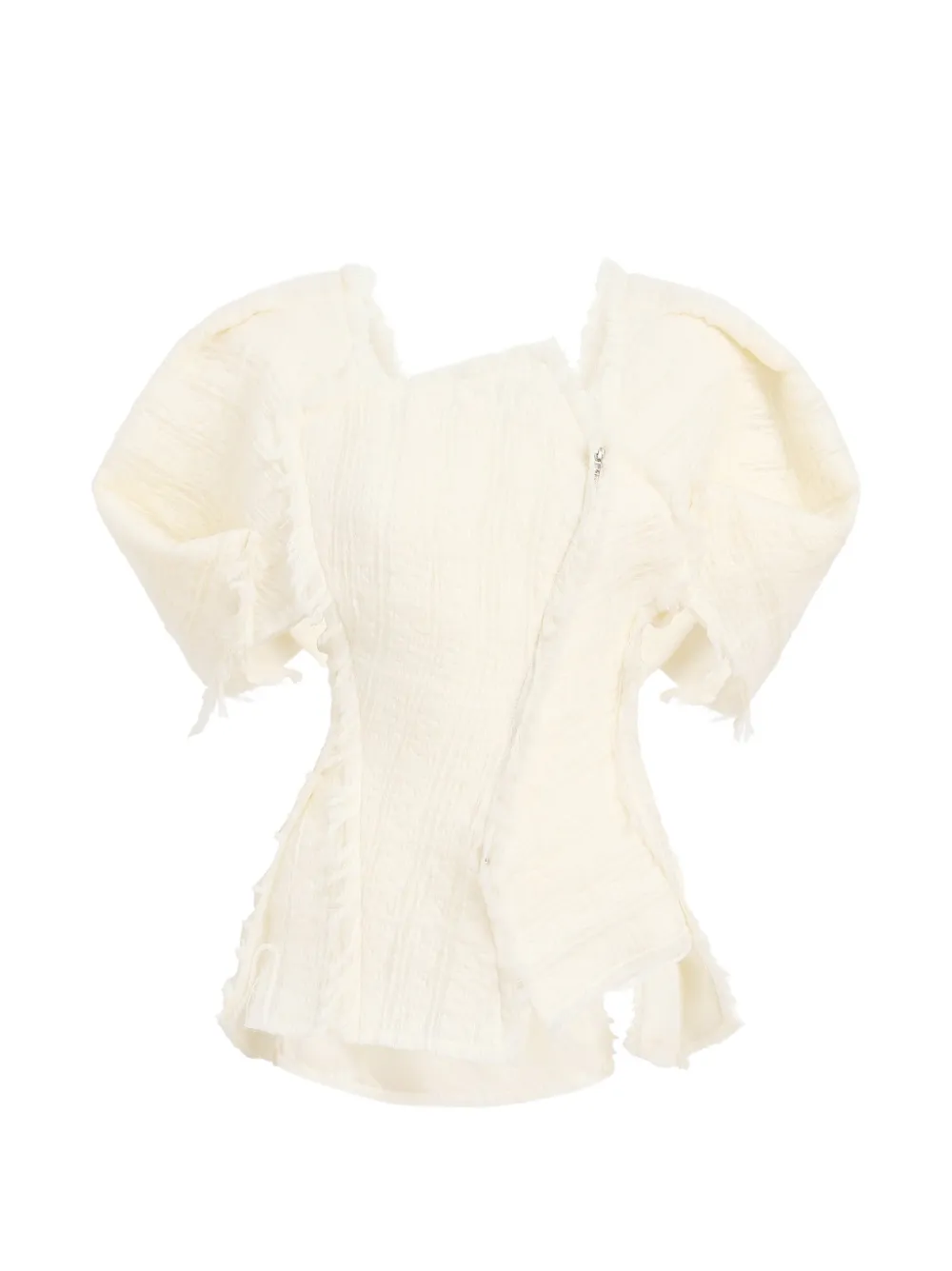 KHAITE Quan top met franje mouwen Beige