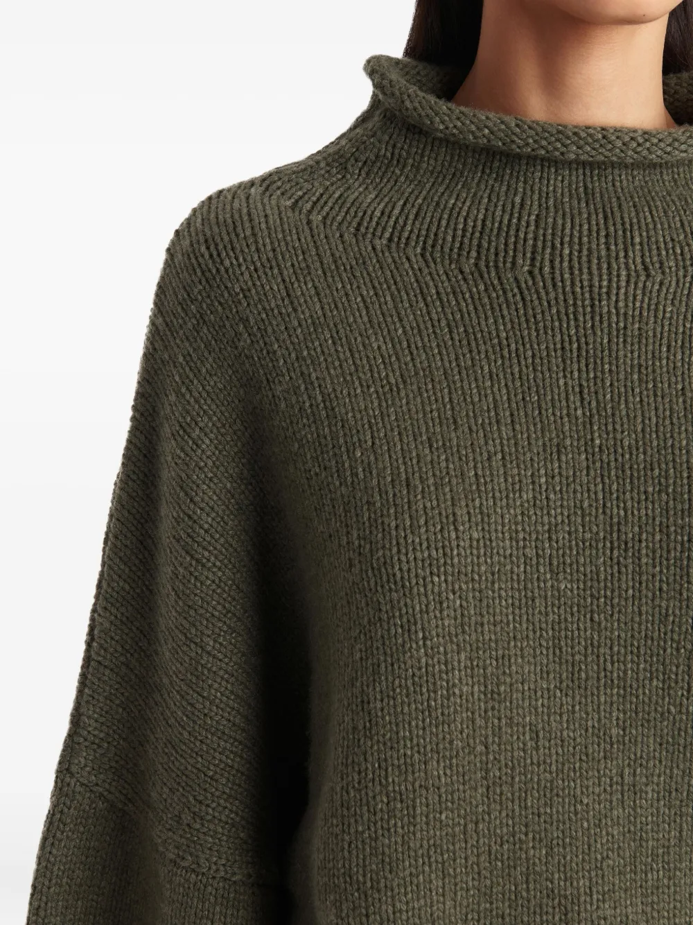 KHAITE Juniper gebreide trui met ballonmouwen en trechterhals Groen