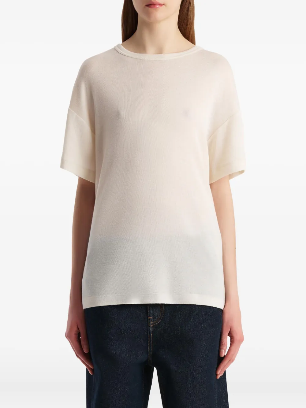 KHAITE Maeve T-shirt met korte mouwen Beige