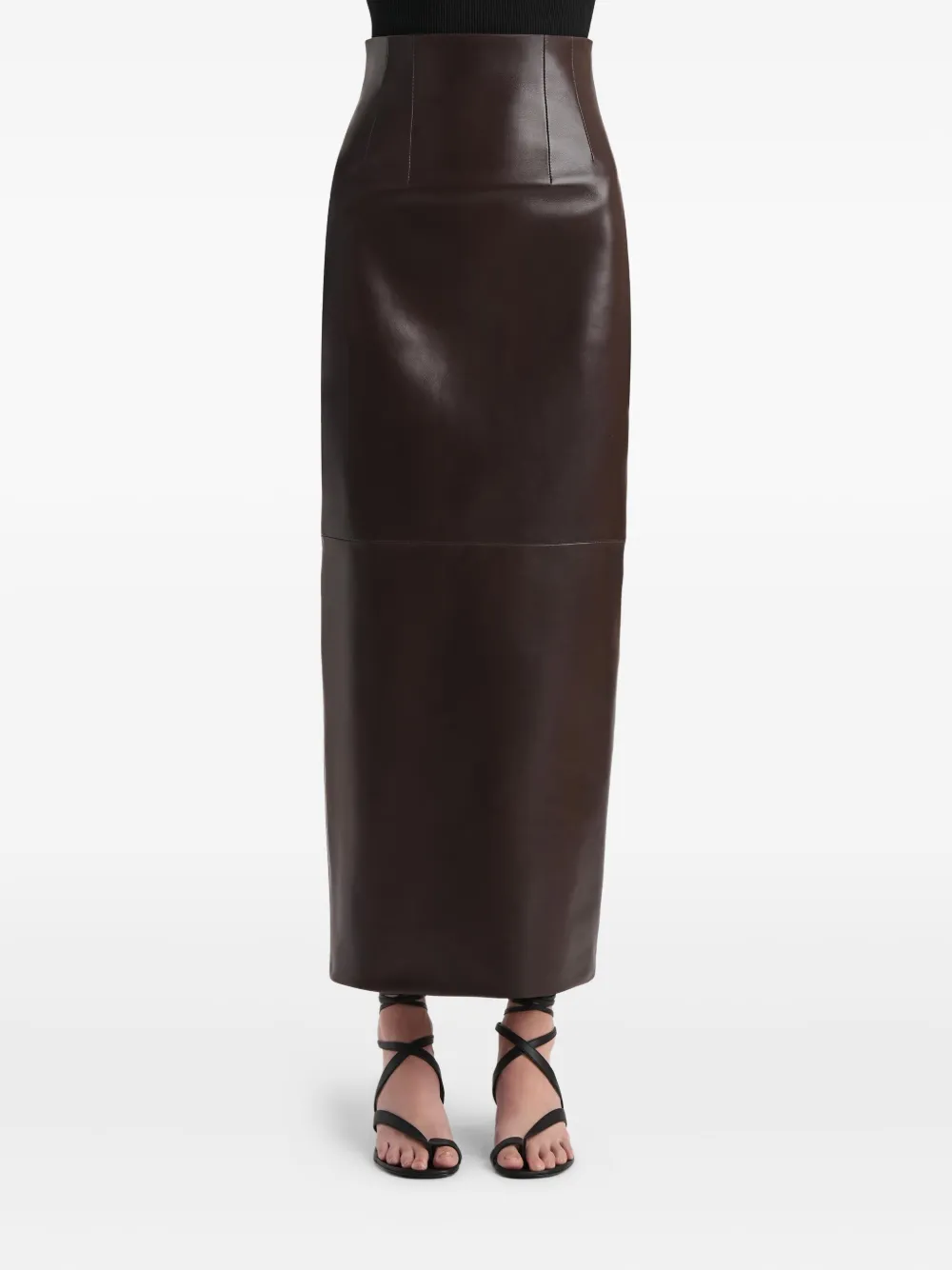 Khaite Loxley Lambskin High-waisted Maxi Skirt In Brown