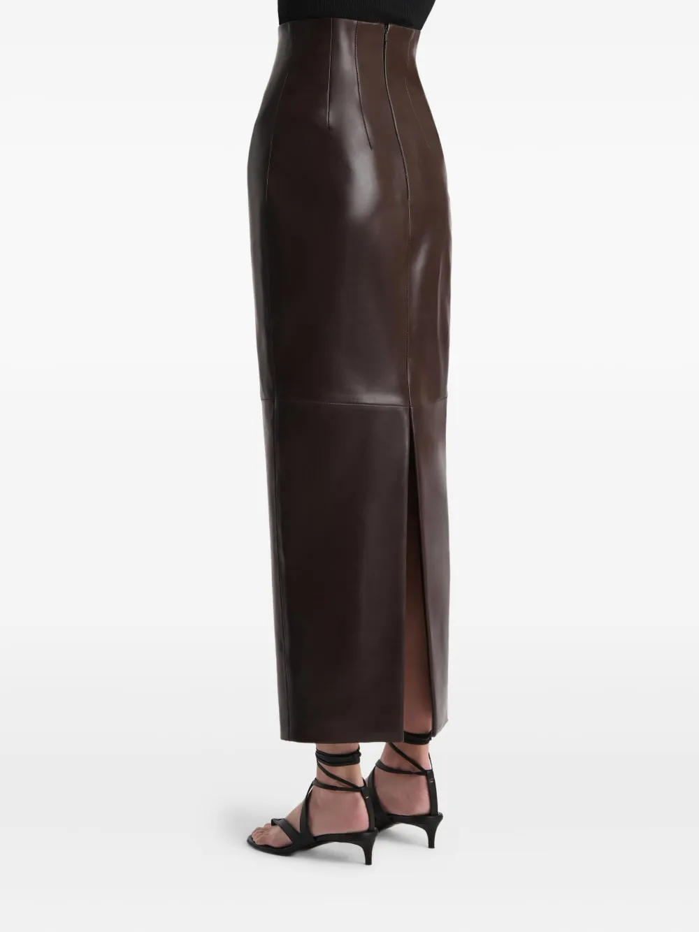 Khaite Loxley Lambskin High-waisted Maxi Skirt In Brown