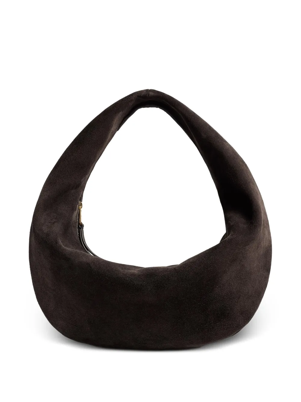 Khaite Medium Olivia Zip Calf-suede Shoulder Bag In Brown