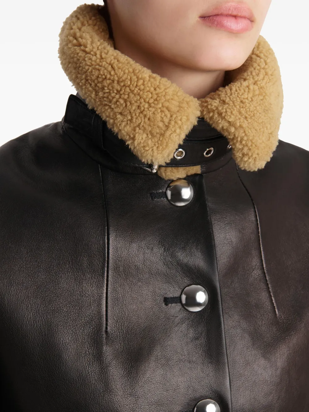 Khaite Jodie Cropped Shearling-trimmed Leather Jacket In Black