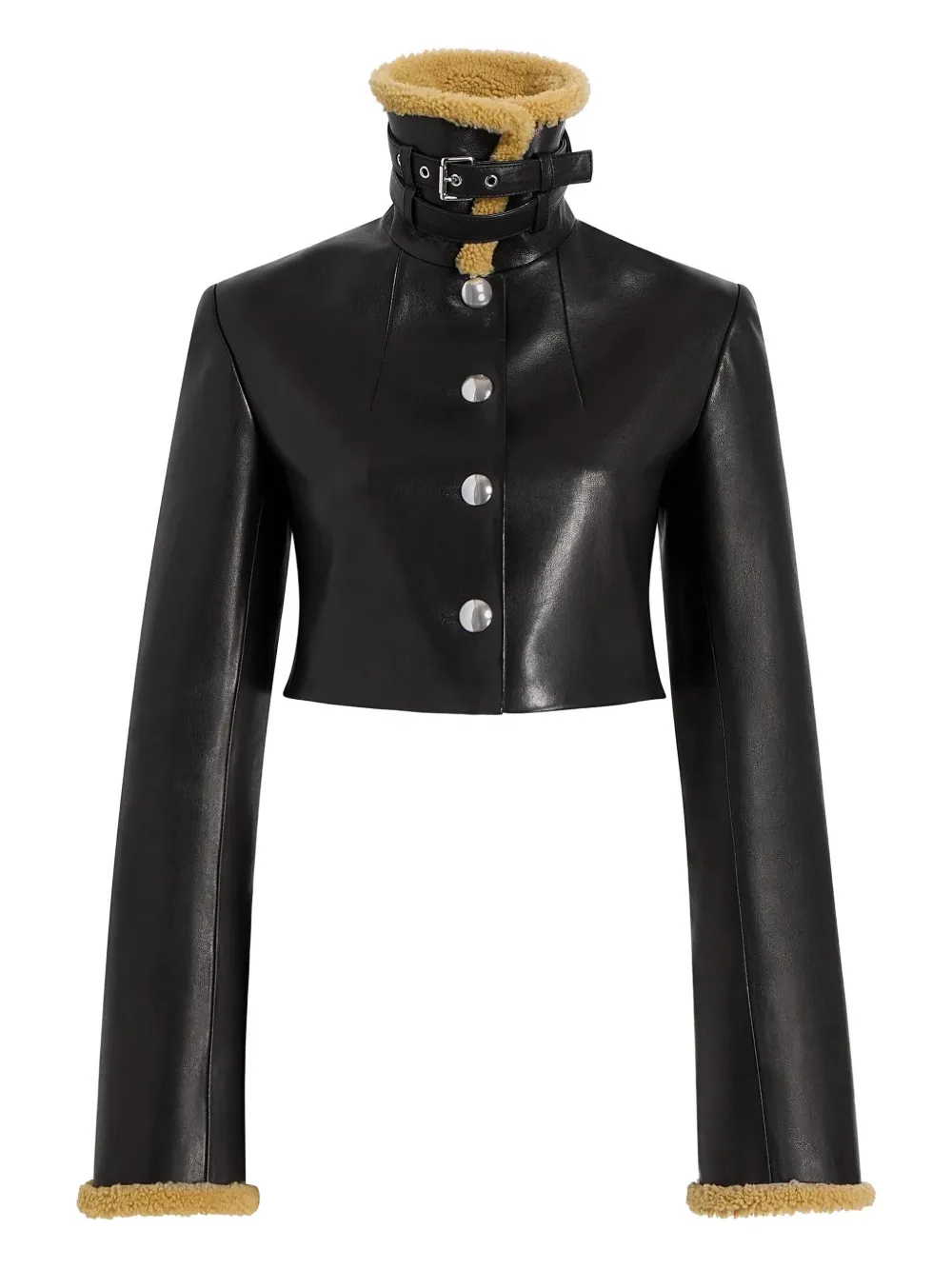 KHAITE Jodie shearling-trim button jacket | Black | Image 1