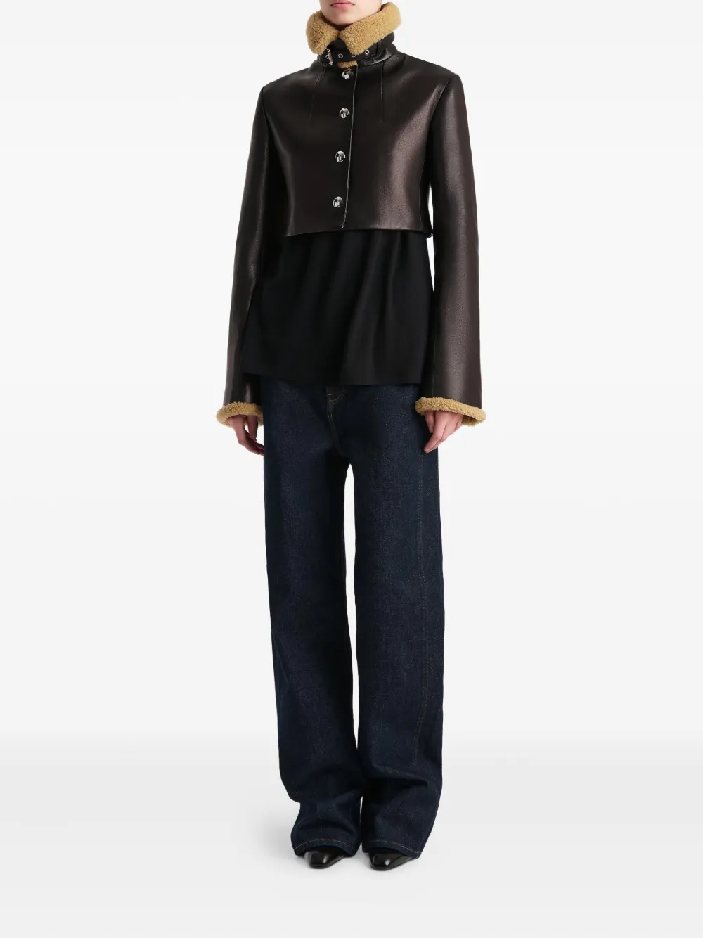KHAITE Jodie shearling-trim button jacket | Leather Jackets | Image 2