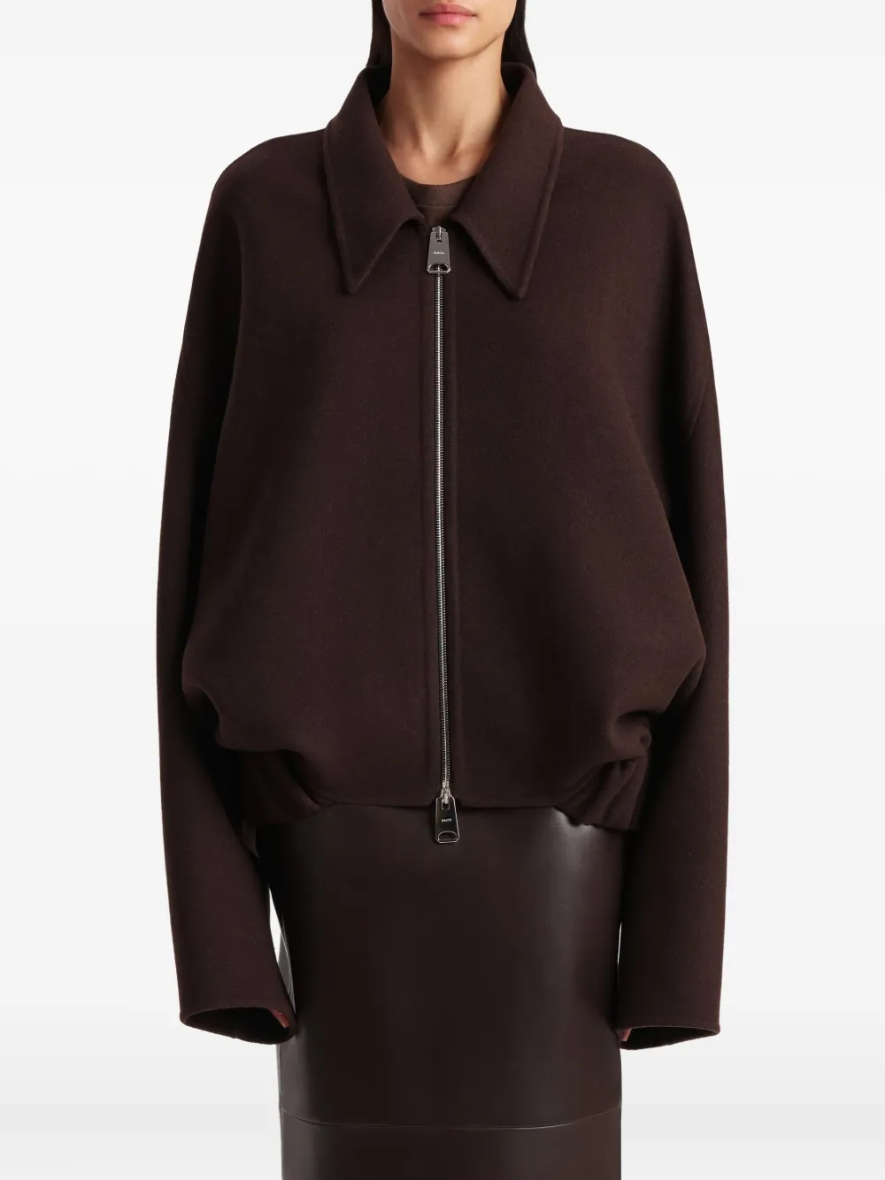 Khaite Odin Zipped-wool Jacket In Brown