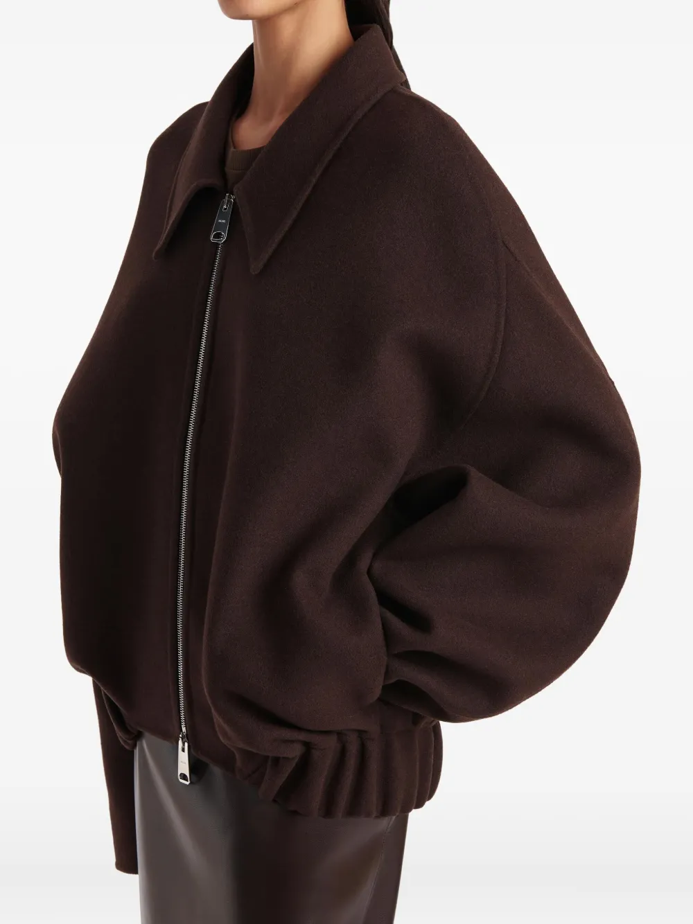 Khaite Odin Zipped-wool Jacket In Brown