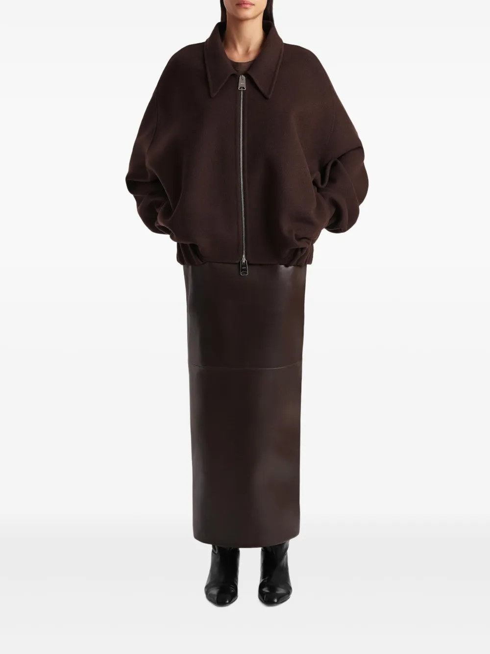 Khaite Odin Zipped-wool Jacket In Brown