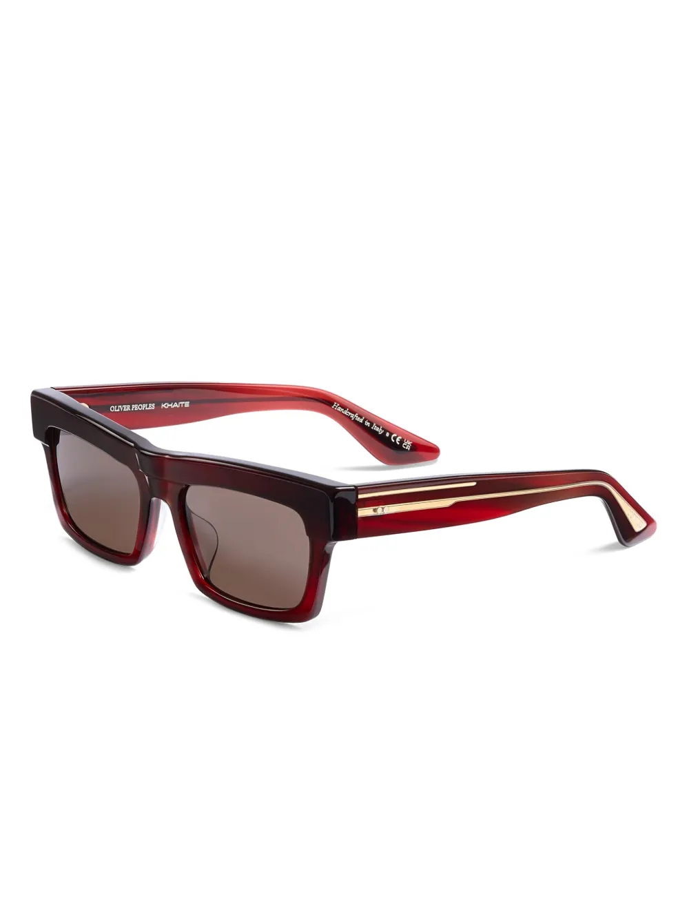 KHAITE x Oliver Peoples Zonnebril met rechthoekig montuur Rood