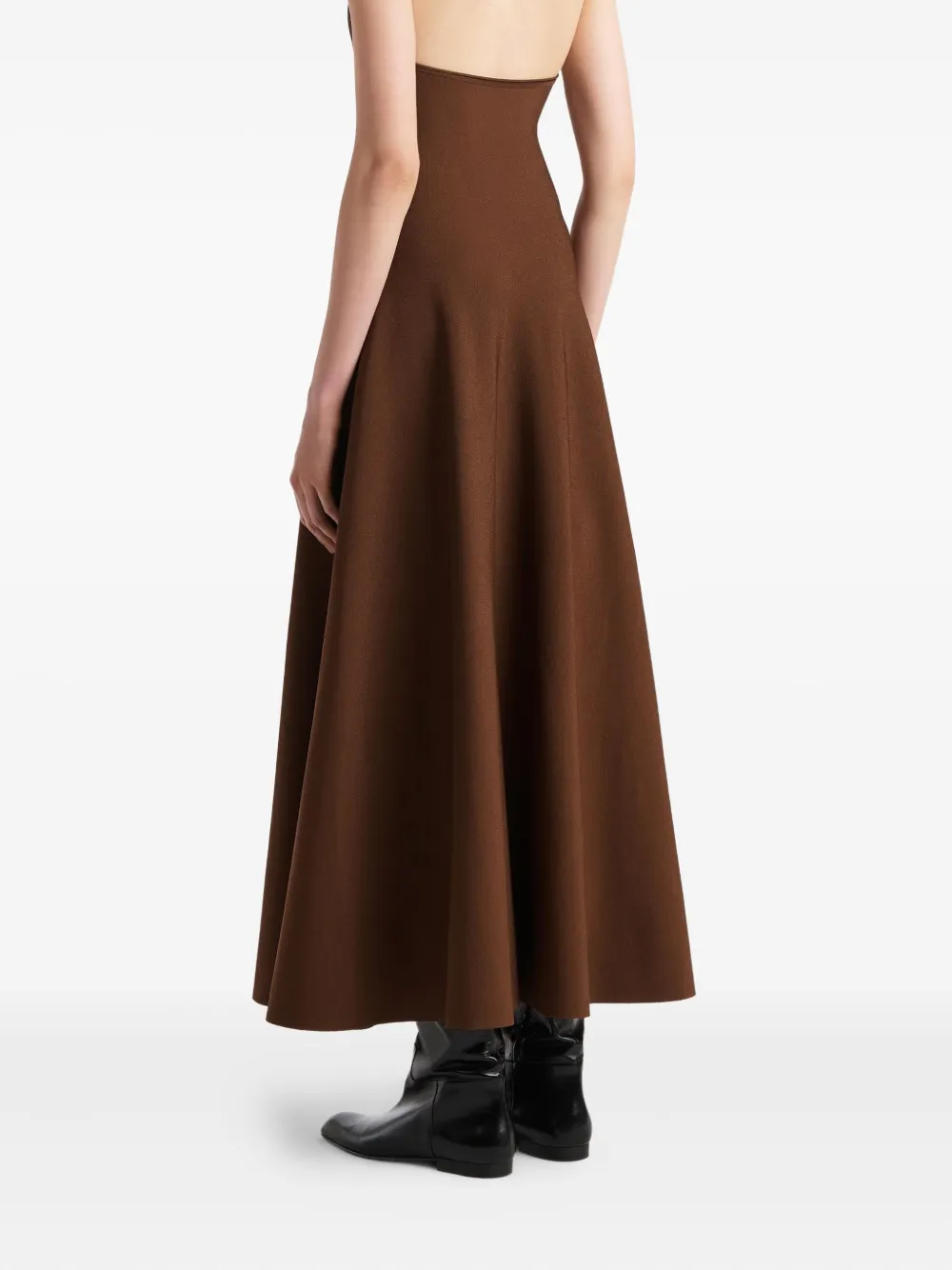 Khaite Halterneck Midi Dress In Brown