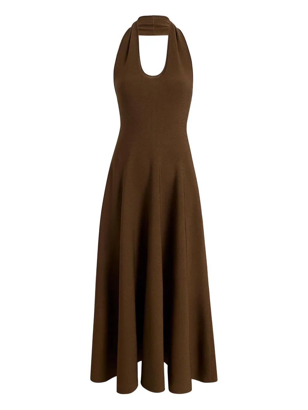 Khaite Halterneck Midi Dress In Brown