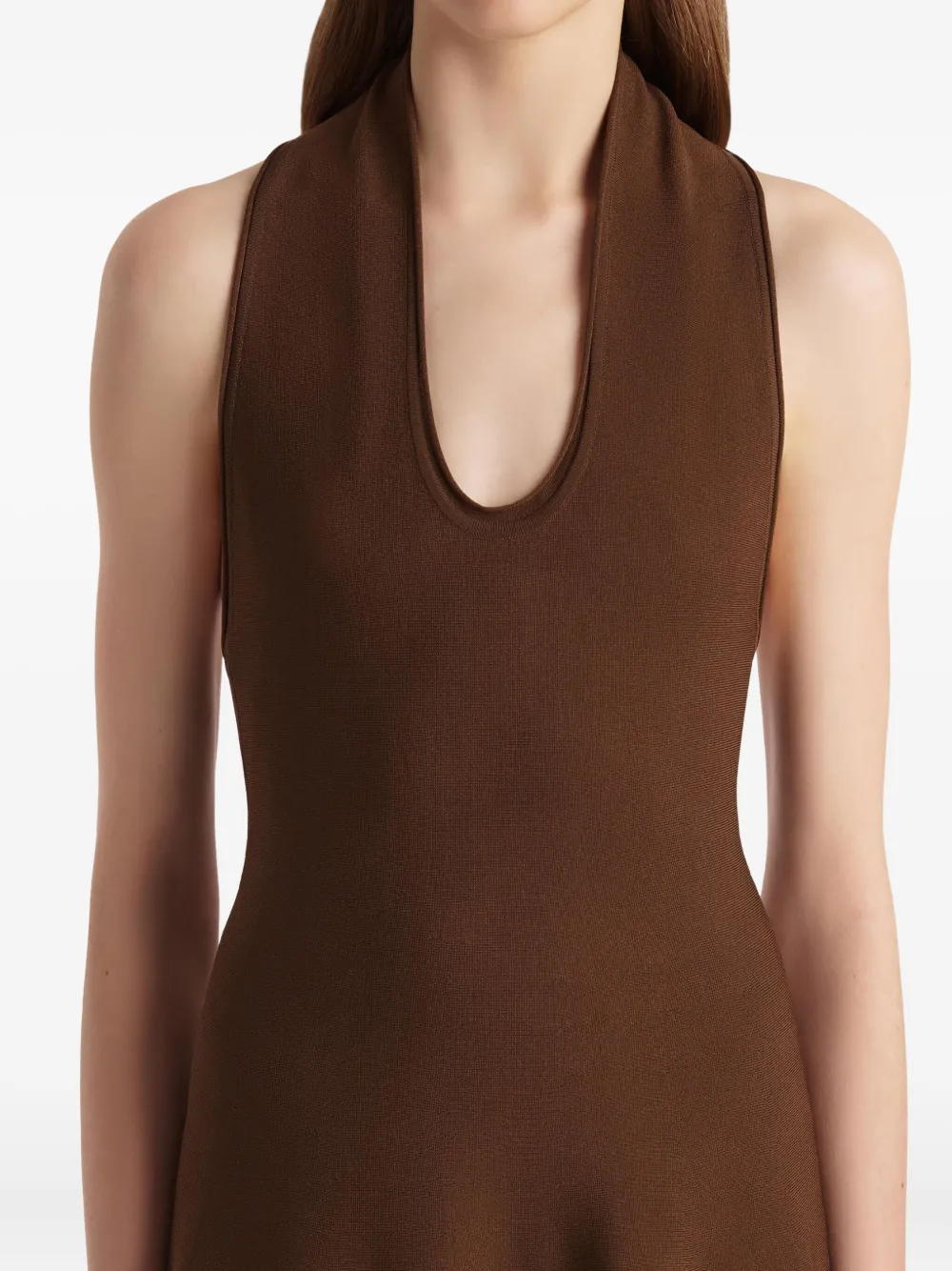 Khaite Halterneck Midi Dress In Brown