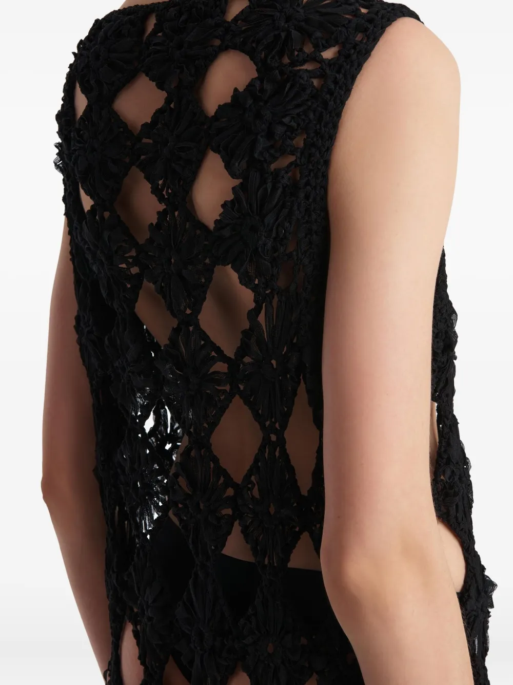 Khaite Floral-detail Openwork Maxi Dress In Black