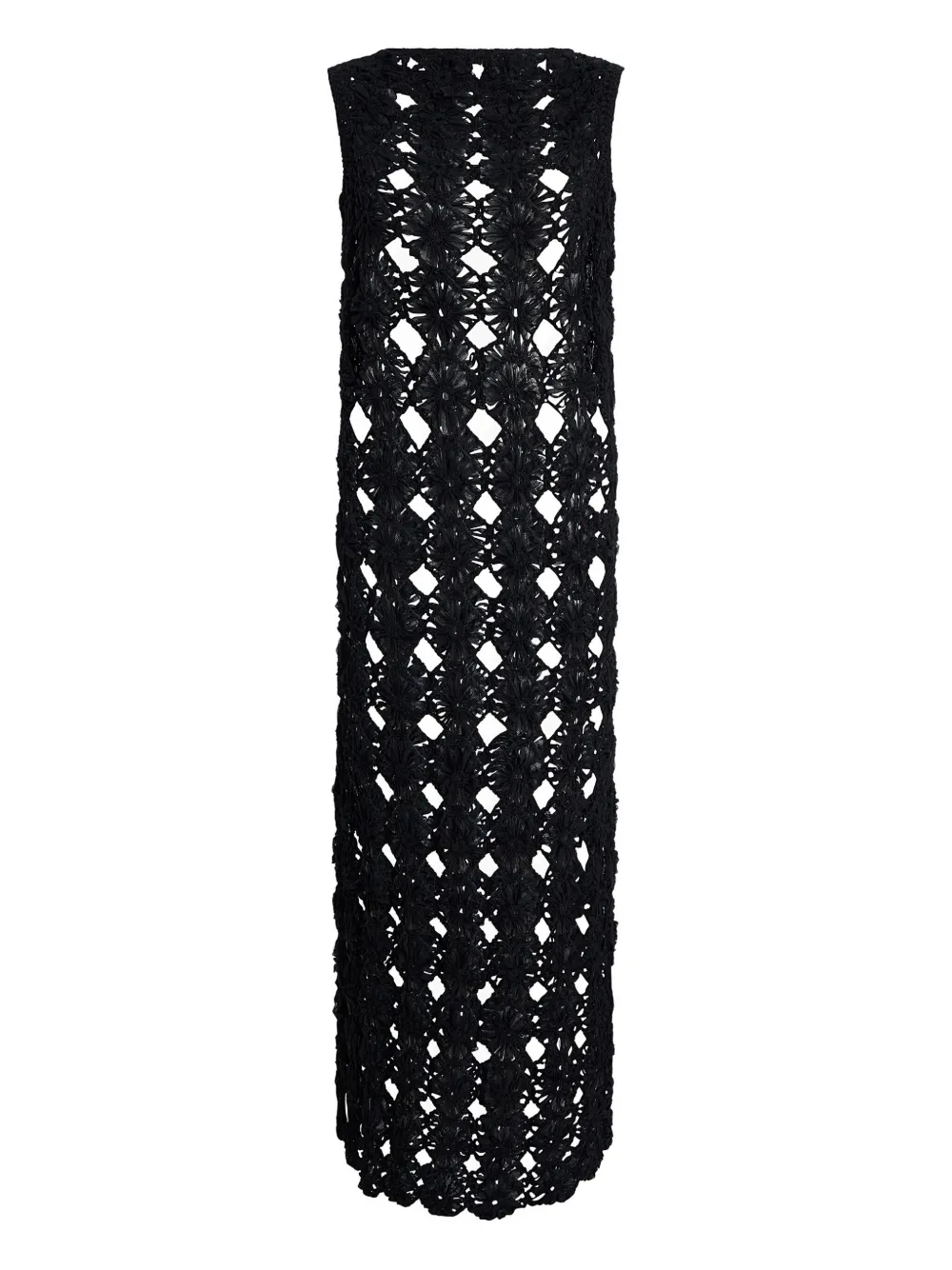 Khaite Floral-detail Openwork Maxi Dress In Black