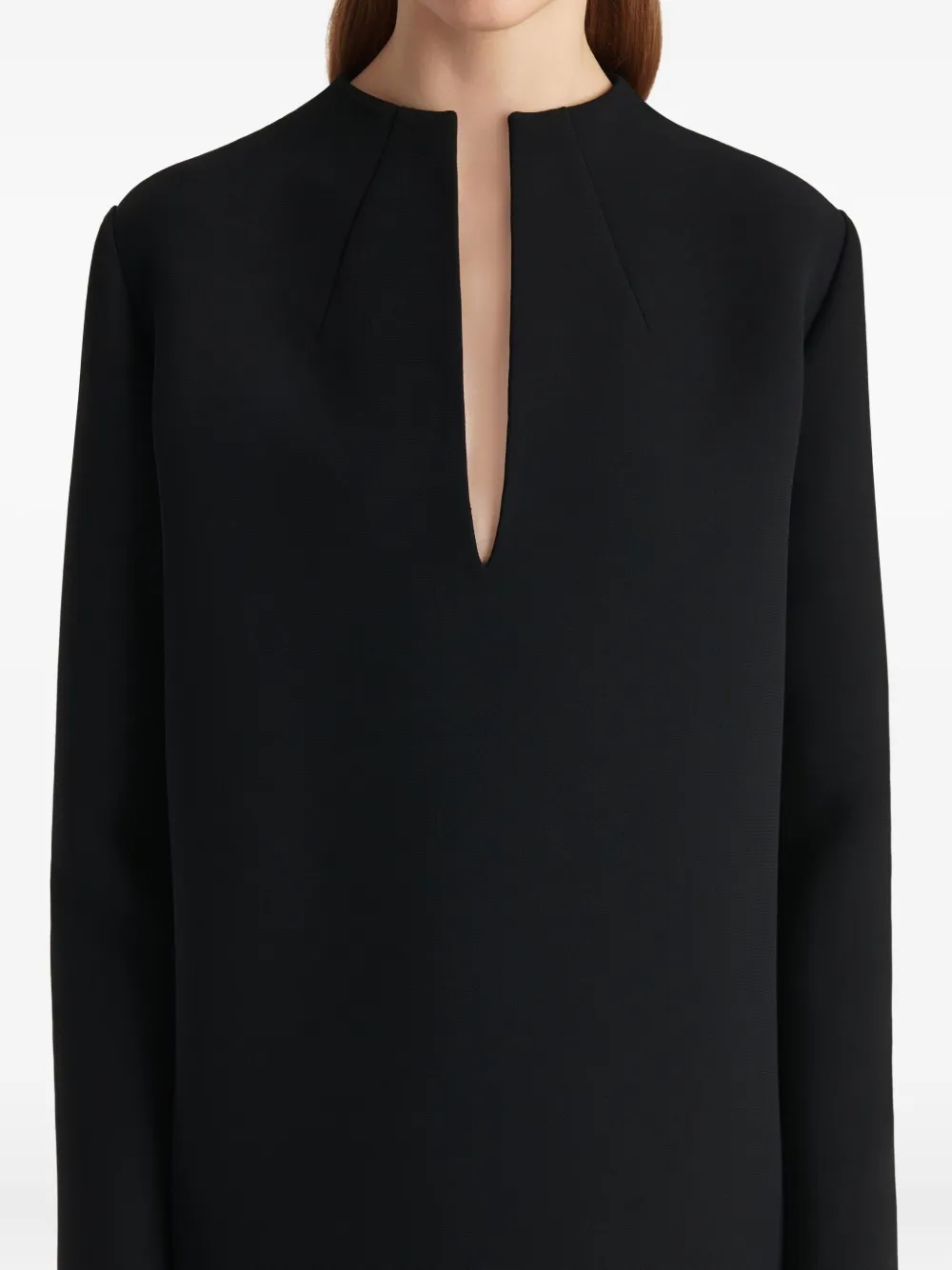 Khaite Long-sleeve Keyhole Mini Dress In Blue