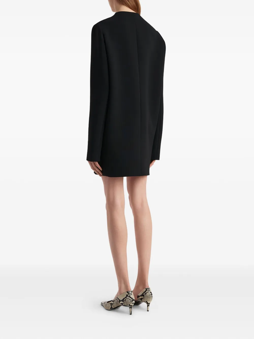 Khaite Long-sleeve Keyhole Mini Dress In Blue
