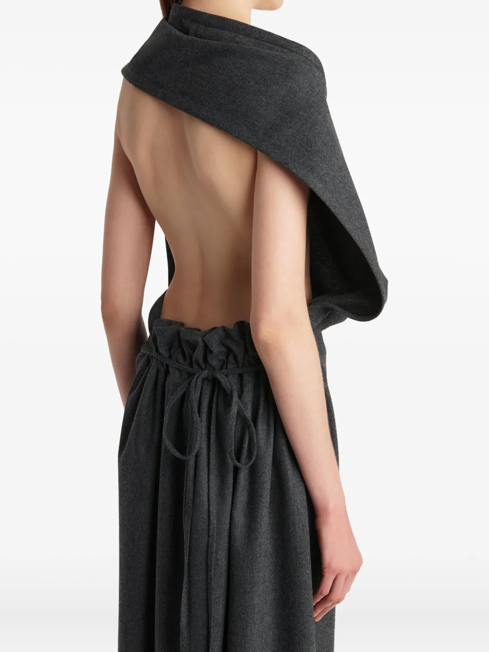 Khaite Draped Open-back Midi Dress In Gray